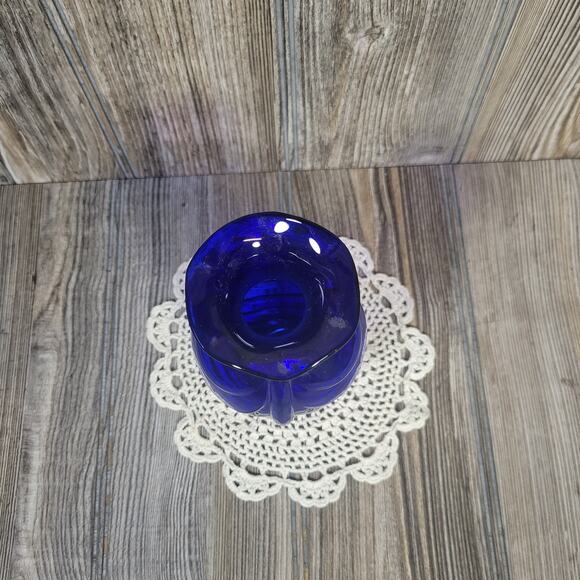 Vintage Cobalt Blue Vase, Drape Side 5-1/2" West Virginia Glass? - Picture 4 of 5